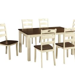 Woodanville Cream/Brown Dining Table and Chairs (Set of 7)


