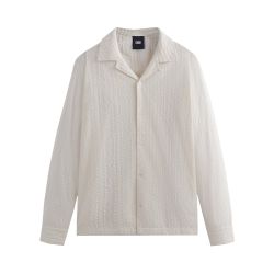 Kith Floral Knit Embroidered Voile Beige/Cream Button-Up L/S Shirt Size XL