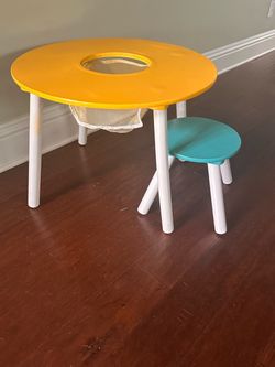 KidKraft Wooden Round Table & Chair Set with Center Mesh Storage. Perfect for LEGO 23" wide