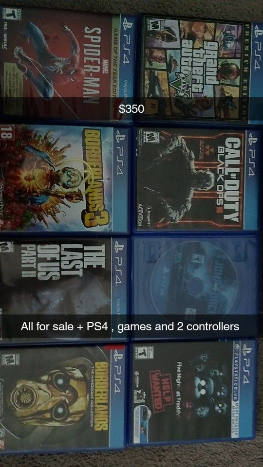 PS 4 With Games 8 No Controllers Included