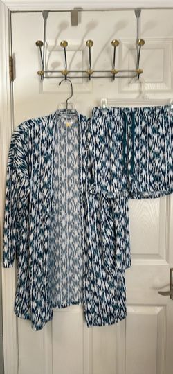 New Blue & White Ikat Print Matching Set-SZ SM