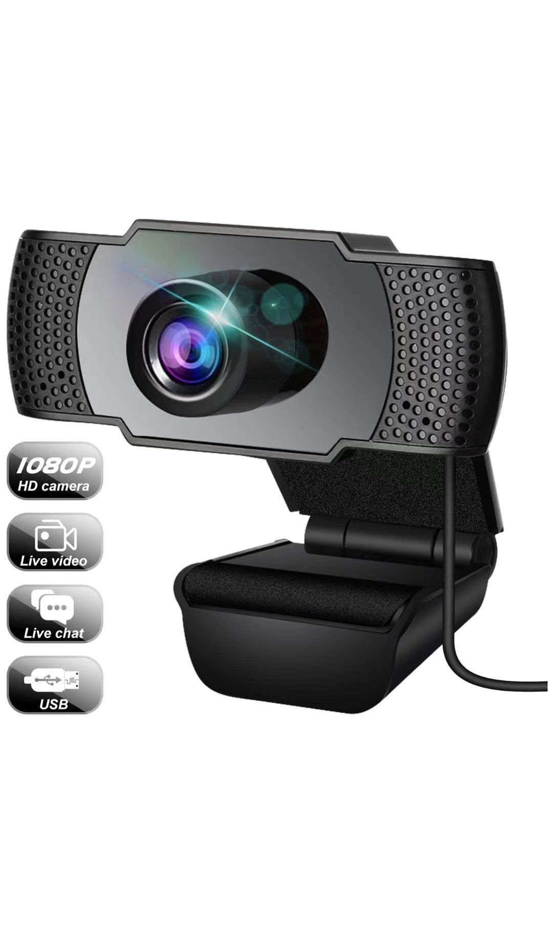 Webcam, Webcam with Microphone, USB Webcam with 3D Denoising and Automatic Gain, 1080p Webcam for Video Calling, Online Classes and Video Conference