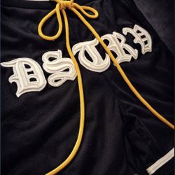 Luxury DSTRV Mesh Shorts Black/Cream | Limited Drop NYC Designer | Fast Shipping