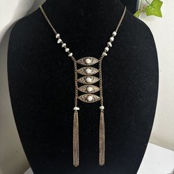 Boho / Vintage-style Evil Eye Lariat Necklace