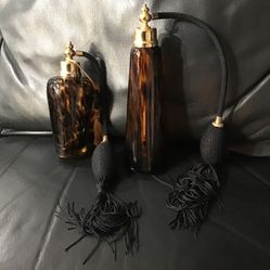 Two Leopard Perfume Spray Atomizers Never Used Blown Glass 