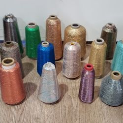 Large Cones of Shiny Metallic Embroidery/Knitting Thread