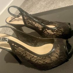Guess black 8 1/2 Elegant Peep Toe Slingback Heels