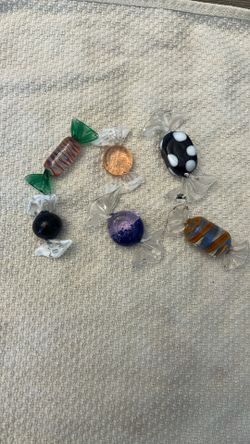6 Pristine Murano Italy Glass Candy Candies