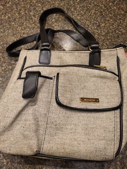 Purse COLLECTION gray tweed purse double black strap