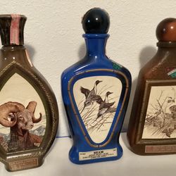 3 Vintage Jim Beam Decanters James Lockhart wildlife  - EMPTY