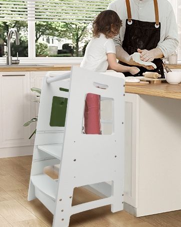 Toddler Standing Tower for Kitchen, Step Stool for Kid's Adjustable Height Learning Stool, Removable Anti-Drop Safety Rail Stool for Bedroom, Bathroom