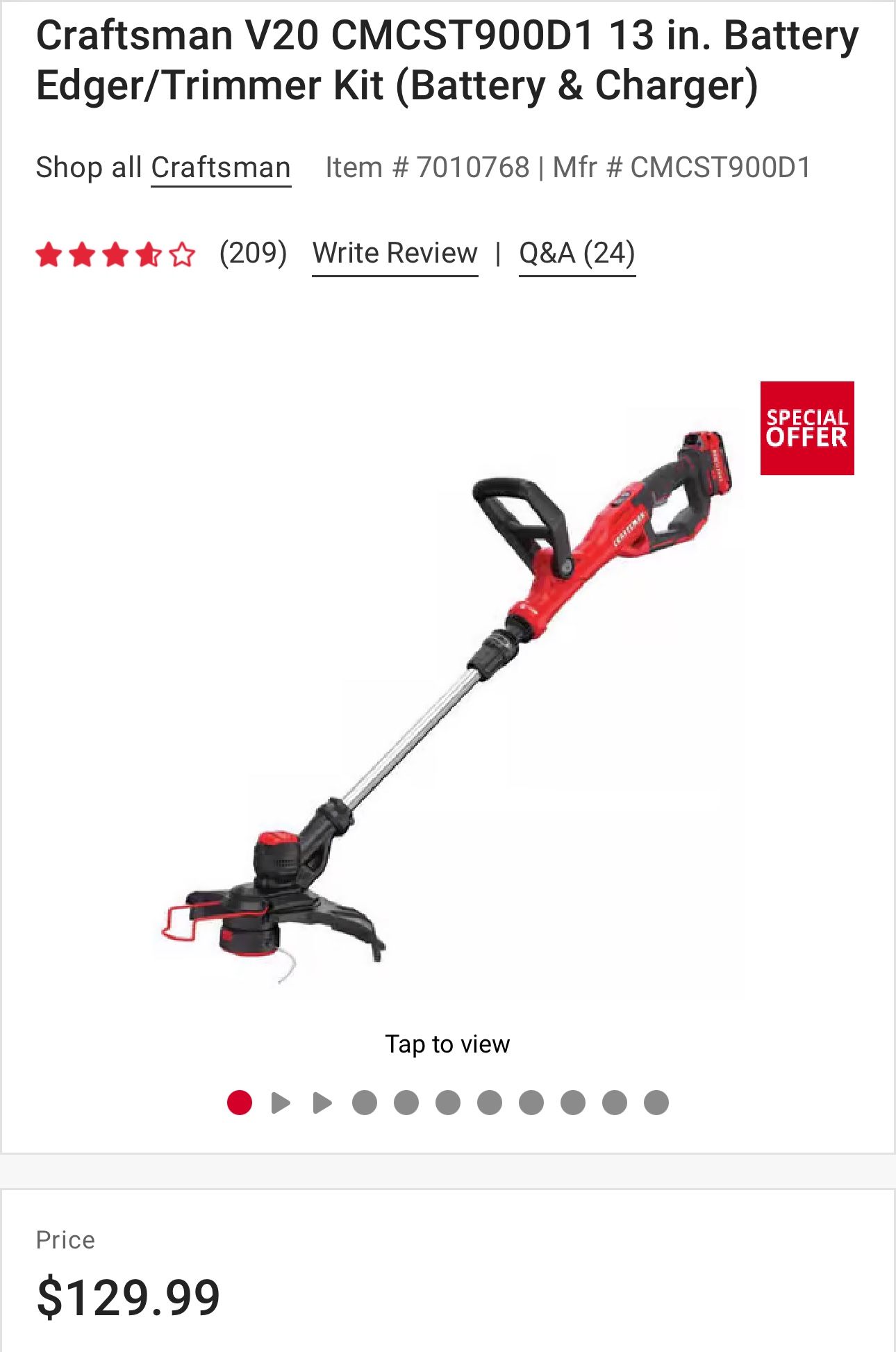Craftsman Cordless V20 Trimmer