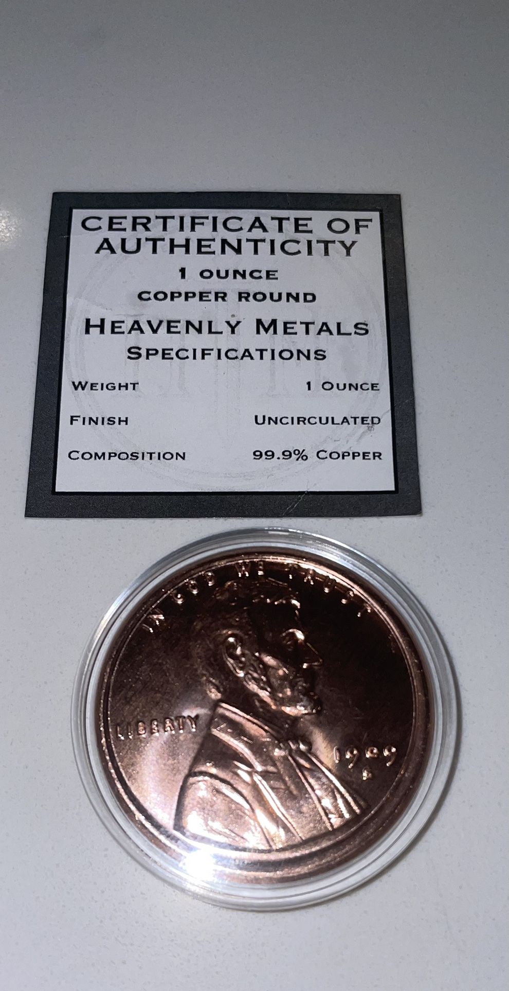 Certified and Authenticated 1909 Copper Wheat Penny VDB Uncirculated