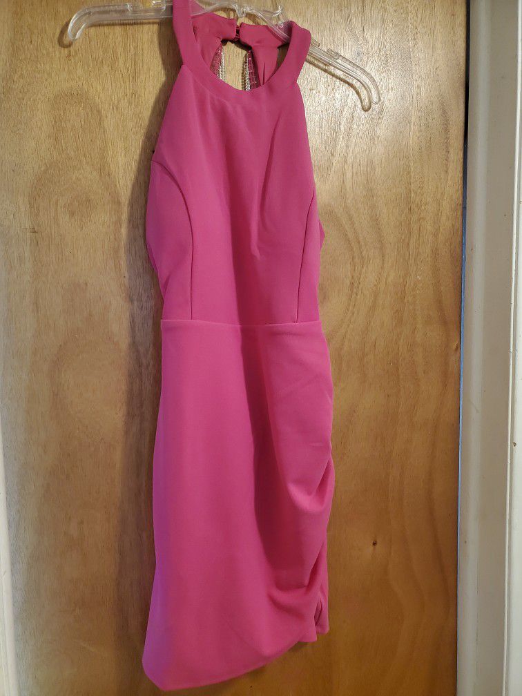 Pink Backless Cocktail Dress 