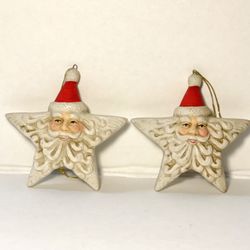 Papel Freelance Vintage Handpainted Ceramic Star Shaped Santa Claus Set/2