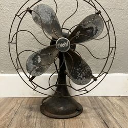 Vintage Diehl 16” Oscillating Desk Fan – Early 1920s – Cast Iron – 4 Blade – Rare Antique