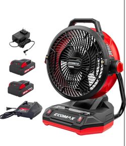 ECOMAX 12" AC/DC Bucket Top Misting Fan with 2-Speed Airflow & Mist