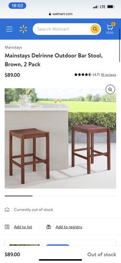 Mainstays Delrinne Indoor/Outdoor Bar Stool Set Of 2 In Brown