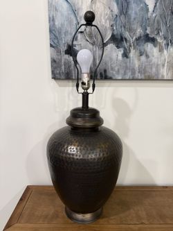 31” Tall Hammered Bronze Urn Lamp (Needs Shade)