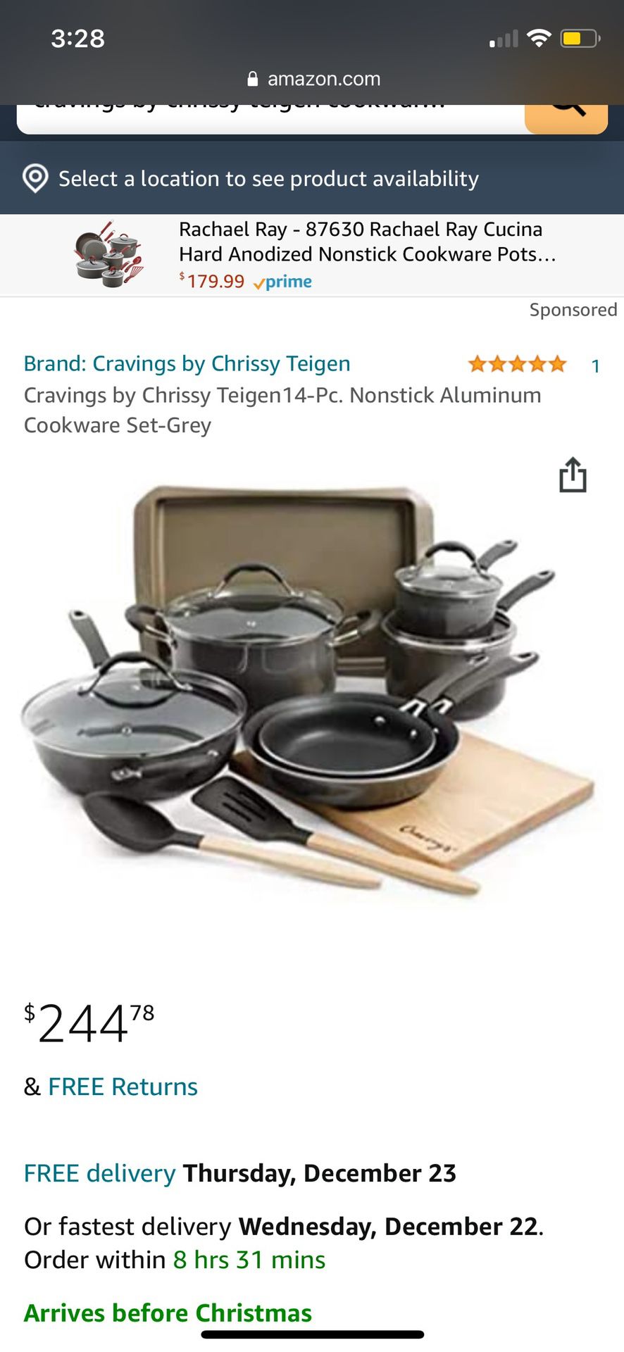 Cravings by Chrissy Teigen 14-Pc. Nonstick Aluminum Cookware Set
