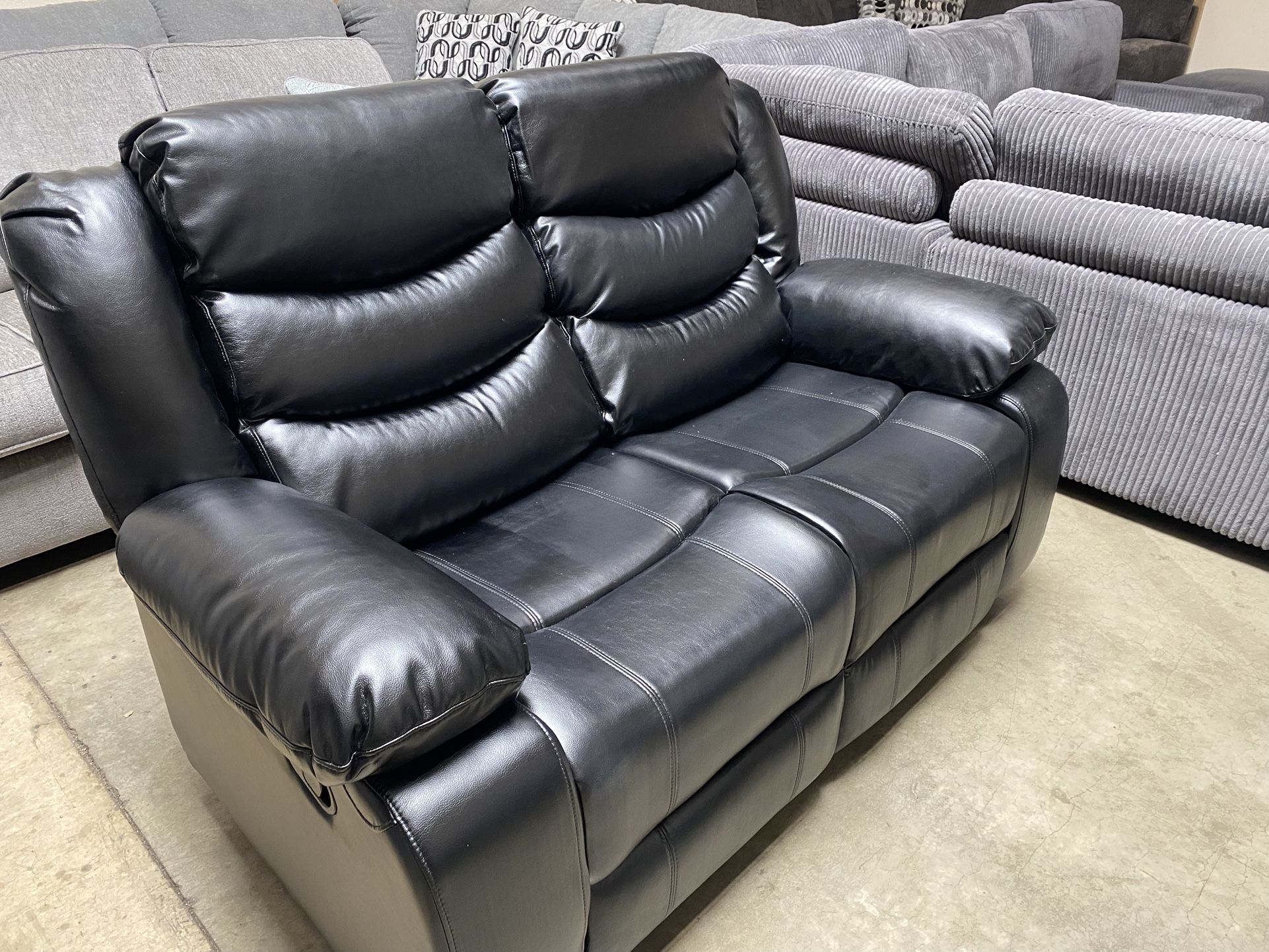 Black Manual Reclining Motion Love Seat pick up can deliver 