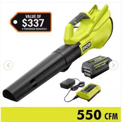 40V 120 MPH 550 CFM Cordless Battery Leaf Blower With 4.0 Ah Battery and Charger