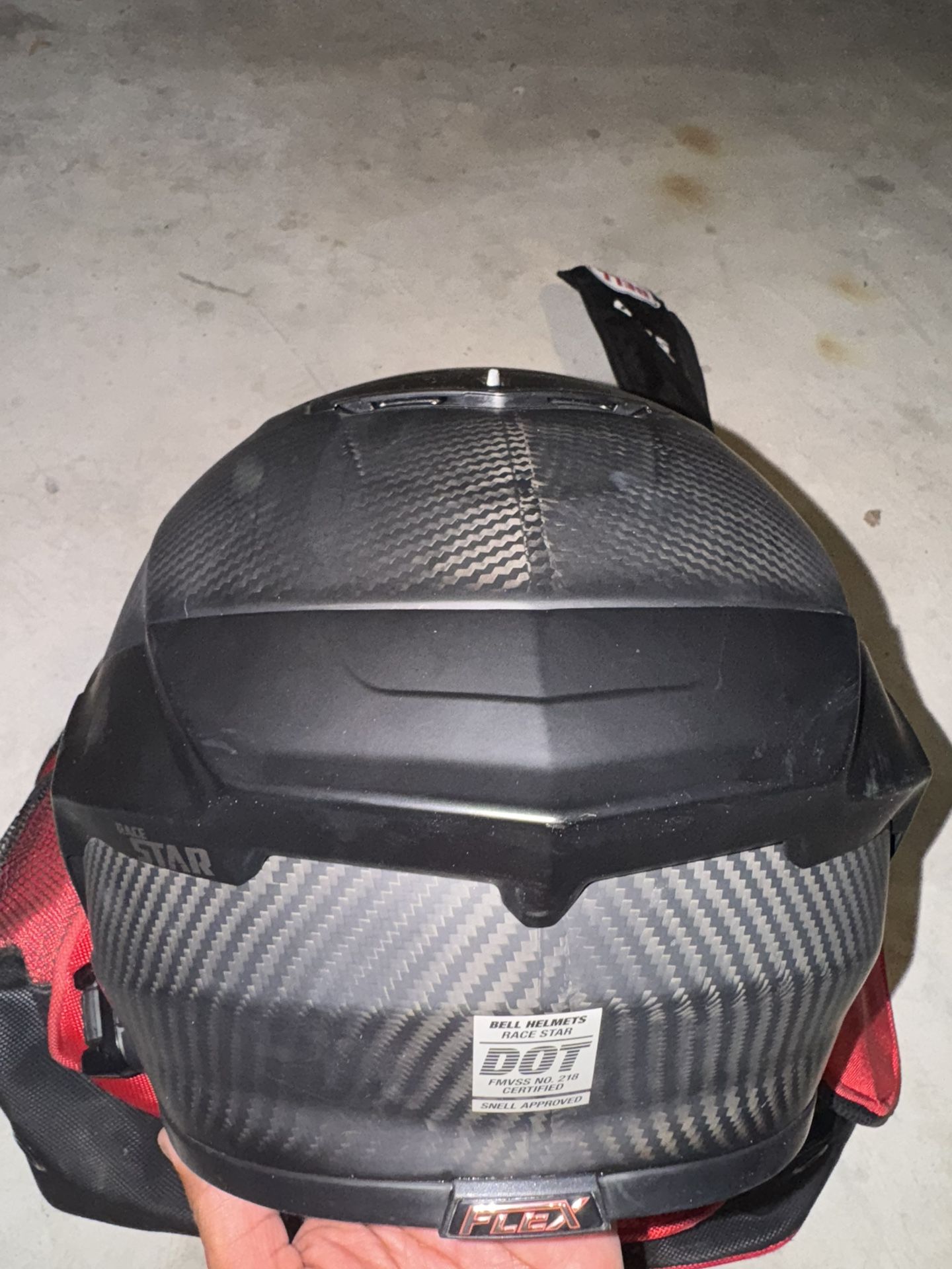 Bell Race Star Flex DLX Helmet Carbon Fiber With Cardo pack talk pro installed