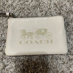 Coach Jes Corner Zip Wristlet Pouch Leather Horse & Carriage