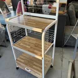 Microwave Rack Cart With Power Outlet