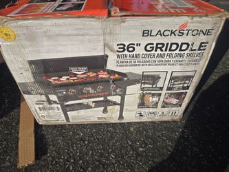 36 inch griddle with hard cover and folding shelves