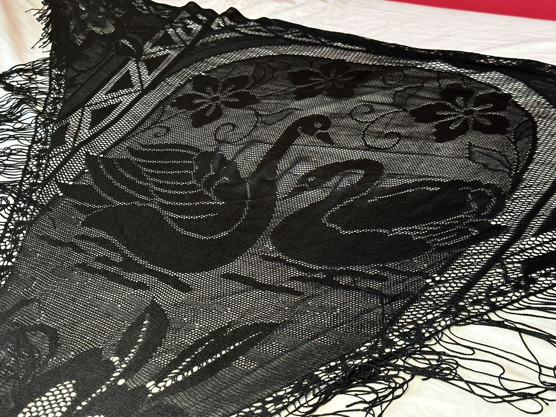 black lace sweetheart shawl