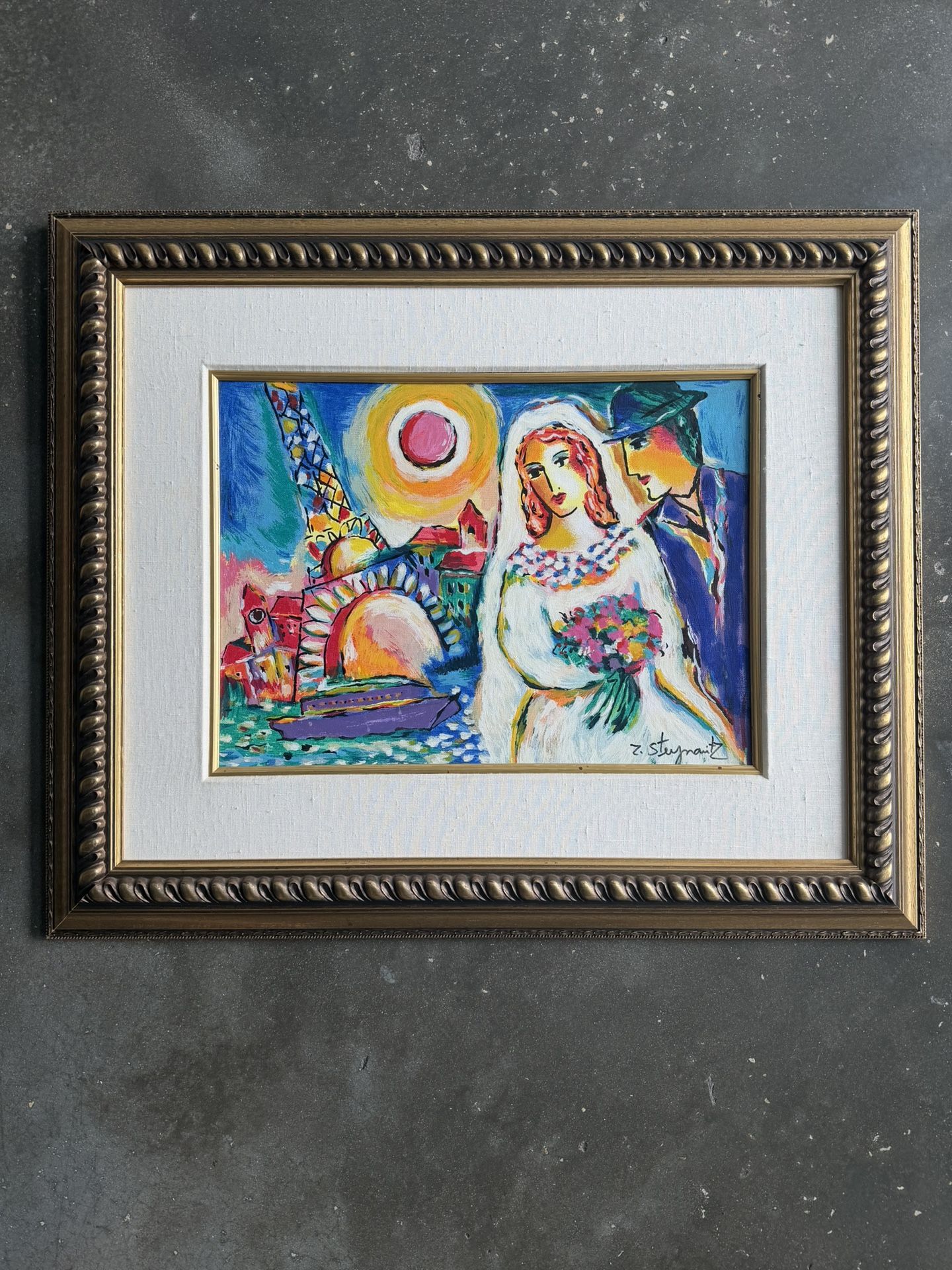 Zamy Steynovitz Title: Wedding Vows by the River Medium: Embellished Serigraph, Signed and Numbered Edition