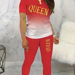 2 Piece Set Women’s Crew Neck Shirt And Leggings 