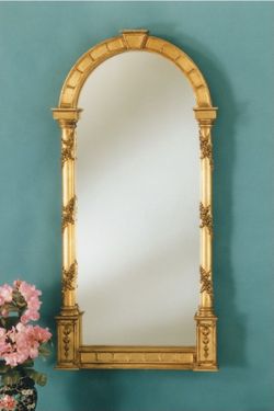 Neoclassical Gold Gilded Giltwood Solid Wood Framed Garden Niche Trumeau Mirror