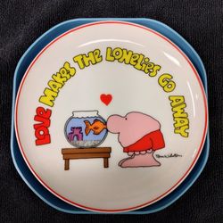 Vintage Ziggy cartoon plate - "Love Makes the Lonelies Go Away", American Greetings, '80's