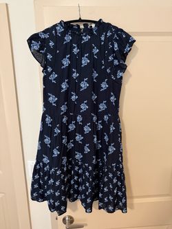 Treasure Bond Midnight Blue Dress with Floral Accents - Size Small