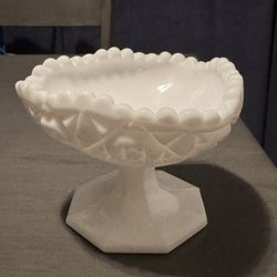 Kemple White Milk Glass  Candy Dish Bowl