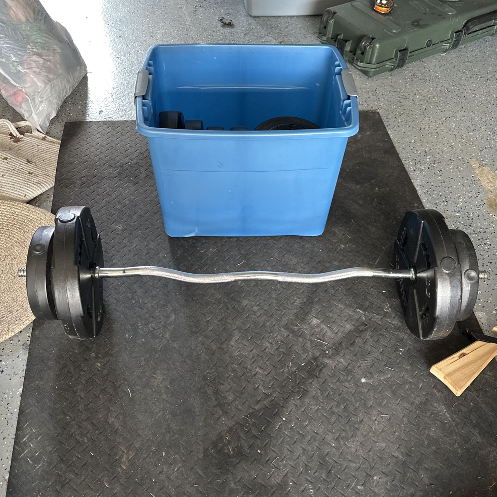 Weider Curl Ez Curl Bar And Weights