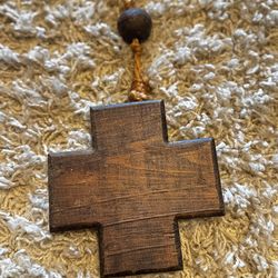 ✝️ 6’ Oversized Wooden Rosary – Perfect for Lent – Spanish Revival / Catholic Decor – Fausto Polonco