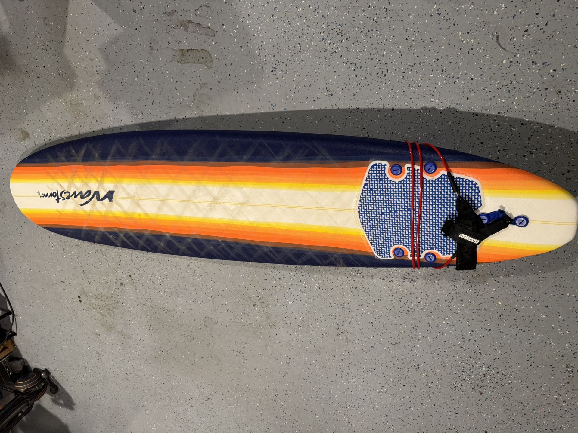 Wavestorm 8’ Foam Surfboard And Roof Rack