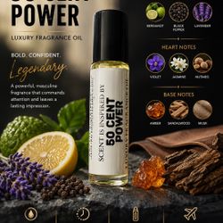 L50 Cent Power Luxury Fragrance Oil Roll-On 10ml Long Lasting Unisex Travel Size  Experience a bold, confident fragrance with warm spices, smooth wood