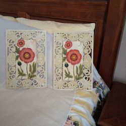 Floral Wall Decor (PAIR) Great FOR HANGING BY YOUR BED HEAD BOARD.