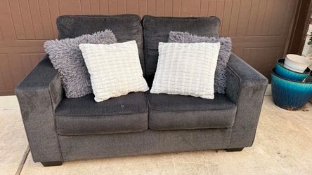 Dark Gray Fabric Loveseat