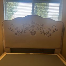 Queen cream colored bed frame (no mattress or box spring)