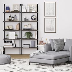 2x Wall Mount Modern Bookcases