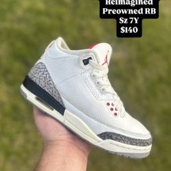 Jordan 3 White Cement Like New Size 7Y