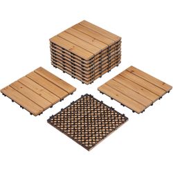 11PCS Interlocking Deck Tiles Outdoor Patio Floor,brown