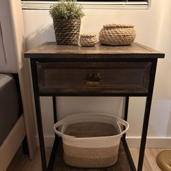 Move-Out Sale – Modern Wood & Metal Nightstand
