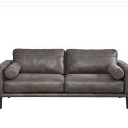 Grey Leather Sofa - 2 available