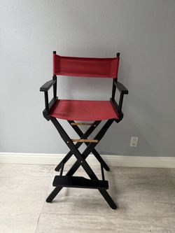 Tall Folding Director's Chair Black and Red